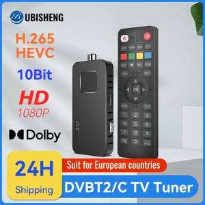 유럽용 DVB-T2 & C TV 디코더, 돌비 HD 1080P 미니 TV 튜너, HEVC 10 비트 U8 미니 디지털 지상 리시버 지지대, 와이파이, H.265