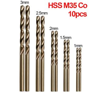 HSS M35 코발트 코팅 드릴 비트, 금속 스테인리스 스틸 드릴링용 전동 공구, 1mm 1.5mm 2mm 2.5mm 3mm, 세트당 10 개