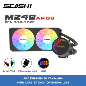 SEJISHI 수냉 CPU 쿨러, M240 ARGB 선풍기 액체 방열판 통합 라디에이터, LGA 2066, 2011, 1151, 1155, AM3 +, AM4