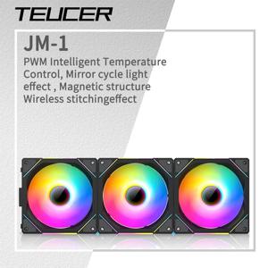 TEUCER JM-1 PC 냉각 케이스 선풍기 ARGB 미러 사이클 조명 효과, 무선 스티칭 PWM 수냉, 360mm CPU 쿨러 선풍기