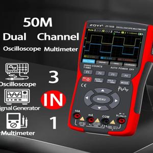 ZOYI 디지털 오실로스코프 멀티미터 신호 발생기, 듀얼 채널, 50MHz 대역폭, 280MS 샘플링 레이트, 멀티 테스터, ZT703S, 3in 1