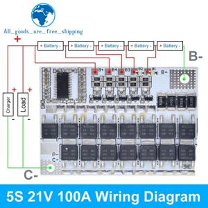 리튬 이온 Lmo 삼원 배터리 보호 회로 기판, 리튬 폴리머 밸런스 충전, 3s 4s 5s Bms, 12V, 16.8V, 21V, 3.7V, 100a