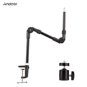 Andoer ST-01 금속 브래킷, 유연한 접이식 데스크 마운트 스탠드, 볼 헤드 어댑터, 필 라이트, LED 링 라이트, 카메라, 스마트폰용