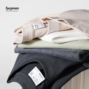 Sycpman 남성용 오버사이즈 드롭 숄더 반팔 티셔츠, 루즈 헤비 웨이트 코튼, 단색, 여름, 300g, 10.58oz