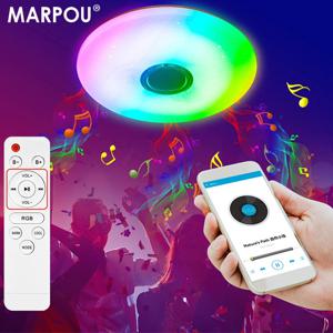 MARPOU RGB 천장 램프, 스마트 모던 천장 조명, AC 220V 음악 원격 응용 제어, 블루투스 스피커, 실내 장식