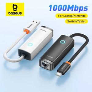 BASEUS-USB 이더넷 네트워크 어댑터, 맥북 프로 에어 USB C RJ45 이더넷 어댑터 샤오미 Mi TV 박스 S 네트워크 카드