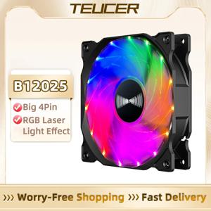 TEUCER 컴퓨터 선풍기 레인보우 RGB 4 핀, 고성능 게임용 PC 선풍기, B12025, 120mm