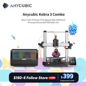 ANYCUBIC Kobra 3 콤보 FDM 멀티 컬러 3D 프린터, 최대 600 mm/s 인쇄 속도, 빌드 사이즈 250mm x 250mm x 260m, 4 ~ 8 색 인쇄