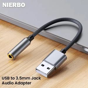 NIERBO USB-3.5mm 오디오 잭 어댑터, USB A-3.5mm TRRS USB-오디오 잭 어댑터 헤드셋, 외장 스테레오 사운드 카드