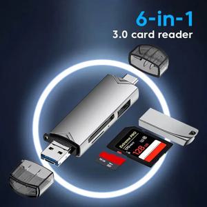 다기능 USB 3.0 카드 리더, U 디스크 타입 C, 마이크로 USB, Tf, Sd 플래시 드라이브, 메모리 카드 읽기 어댑터, 전화 액세서리, 6 in 1