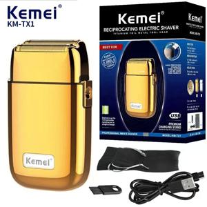 Kemei KM-TX1 USB 충전 충전식 전기 면도기, 금속 바디 면도 트리머, 남성용 왕복 면도기, 핫 세일