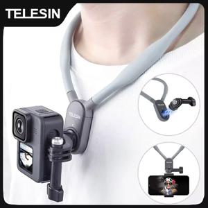 TELESIN 실리콘 넥 홀드 마운트, 고프로 히어로 13, 12, 11, 10, 9, 8, Insta360, DJI Osmo 액션 스마트폰 마그네틱 액션 액세서리