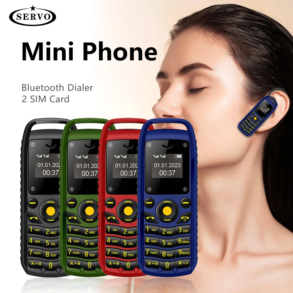 SERVO B25 단추 미니 휴대폰, 2 SIM 대기 블루투스 다이얼, 서라운드 웨어 블랙리스트, 스포츠용 최소 백업 휴대폰