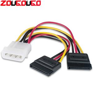 IDE 듀얼 익스텐션 코드 어댑터 커넥터, Molex 4 핀-2 x SATA 전원 케이블, 직렬 ATA Y 분배기 하드 드라이버