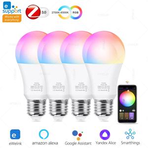 Zigbee 스마트 전구, RGB E27 LED 전구 AC100-240V, 스마트 홈 지그비 램프, 알렉사 구글 홈 스마트싱스 호환, 15W, 18W