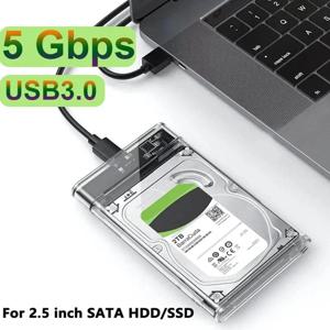 노트북 PC용 외장 HDD 케이스, 투명 하드 디스크 케이스, 하드 드라이브 인클로저, SATA HDD SSD 스토리지 케이스, USB3.0, 5Gbps, 2.5 인치