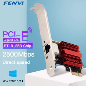 FENVI 2.5G PCI-E-RJ45 네트워크 카드 RTL8125B 칩 100/1000Mbps 2.5Gbps 이더넷 유선 LAN 컨트롤러 어댑터 Win7/8/10/11