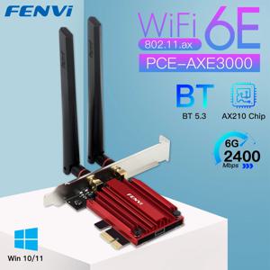 FENVI WiFi 6E AX210 5374Mbps 무선 PCIE 어댑터 트라이 밴드 2.4G/5G/6Ghz 호환 Bluetooth5.3 네트워크 WiFi 카드 승리 10/11