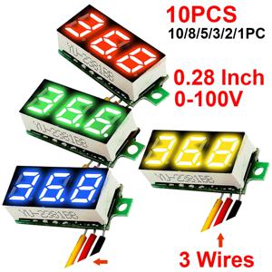 미니 LED 디지털 전압계, 전압 계량기 게이지 테스터, LED 디스플레이, DC 0-100V, 0.28 인치, 3 와이어, DC 12V, 24V, 48V, 1-10 개