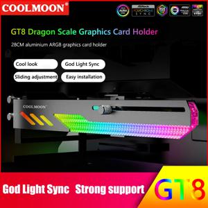 COOLMOON GT8 그래픽 카드 지원 5V 3 핀 ARGB GPU 홀더 ASUS/MSI/GIGABYTE/asrock용, 알루미늄 합금 쉘 비디오 카드 스탠드