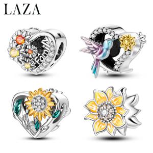 LAZA 실버 도금 매력 해바라기 비즈, 뱀 체인 팔찌, 패션 주얼리 제작, 1PC