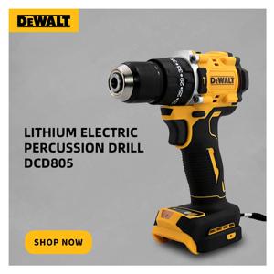 DeWalt 브러시리스 무선 임팩트 드릴 1/2, 충전식 가변 속도 전원 공급 장치, 강력한 전동 공구, DCD805, 20V