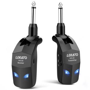 Lekato 무선 기타 시스템, 일렉트릭 기타용 송신기 수신기, 내장 충전식, 2.4Ghz