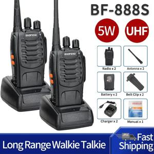 Baofeng BF-888S 장거리 워키토키, UHF 400-470MHz 햄 양방향 라디오 통신 송수신기, 호텔 캠핑용, 2 개