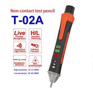 T02A NCV 전압 테스터, 12-1000V AC 전압 검출기 펜 회로 테스터, 손전등 비퍼 포함 전기 표시기 벽 도구