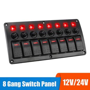 24V 12V 스위치 패널 8 버튼 자동차 조명 토글 차단기 퓨즈 케이스 표시기, 캐러밴 액세서리 보트 트럭 트레일러 마린