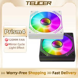 TEUCER PRISM4 컴퓨터 섀시 선풍기, ARGB 사이클 미러 저소음 냉각 선풍기, 120mm 4 핀 PWM 800-2000RPM 케이스 팬 쿨러, 12cm