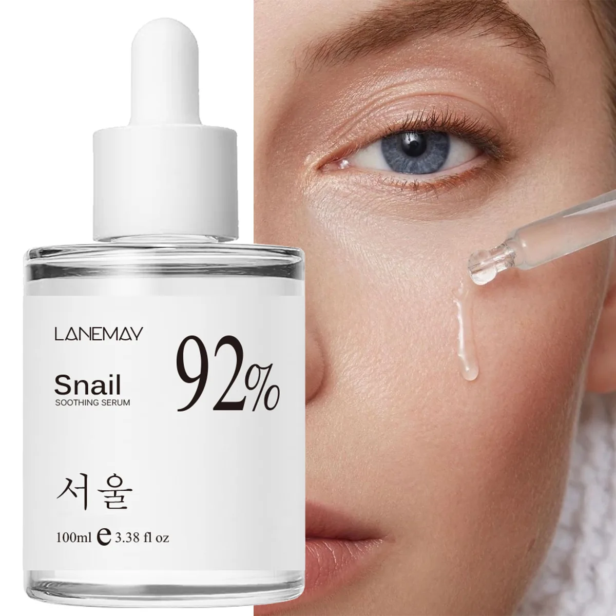 92% 달팽이 진정 페이셜 에센스, 멀티 인 원 스킨 케어, 보습 및 보습 페이스 세럼, 100ml