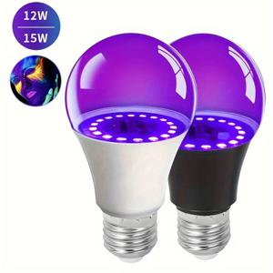 UV 보라색 LED 전구, 보라색 투명 커버, 파티 고스트 하우스, 형광 분위기 장식 조명, 12W, 15W, AC 85-265V