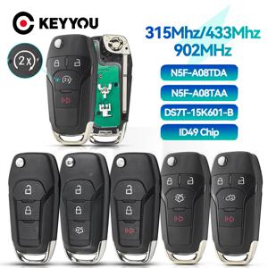 KEYYOU 자동차 원격 제어 포드 F150-F550 퓨전 익스플로러 N5F-A08TAA ID49Chip 315 Mhz 자동차 스마트 원격 제어 HU101 키 블레이드