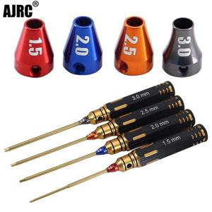 Ajrc 티타늄 도금 육각 스크루 드라이버 나사 드라이버 도구 마킹, RC 모델 자동차 보트 비행기용, 1.5mm, 2mm, 2.5mm, 3mm, 세트당 4 개