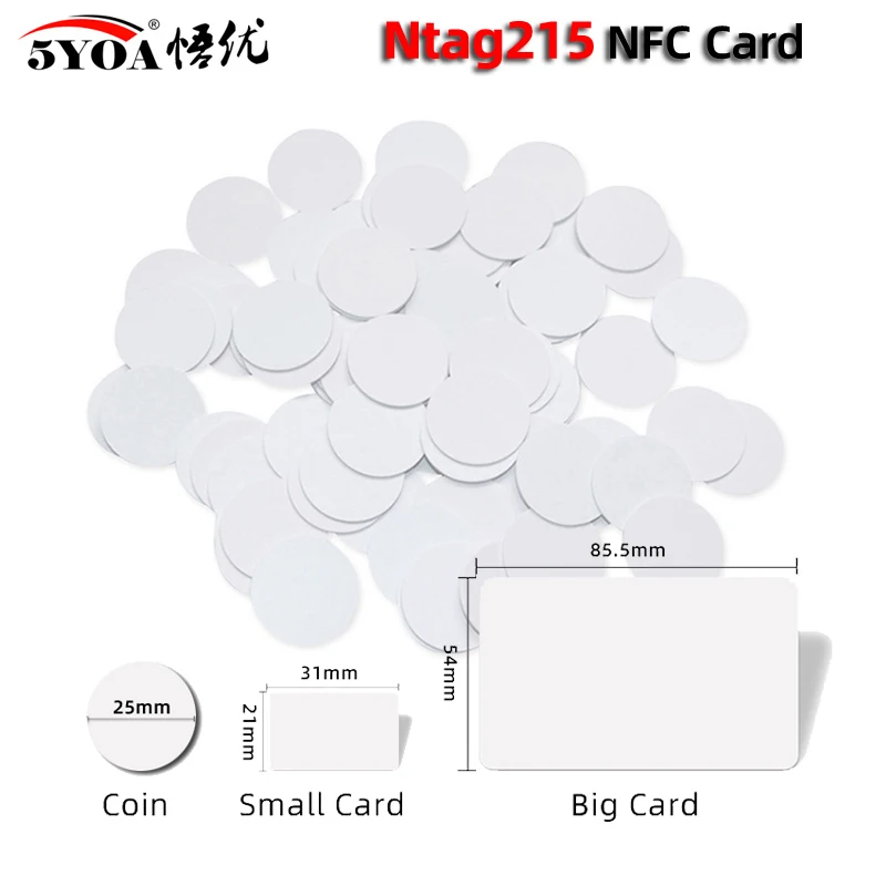 NFC 동전 13.56MHz NTAG 215 카드 라벨 RFID 라벨, 25 mm 직경 상자, 동물 교차 카드, Ntag215 카드, 100 개, 50 개