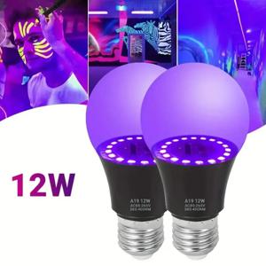 UV 보라색 LED 전구, 보라색 투명 커버, 호텔 파티 고스트 하우스, 형광 분위기 장식 조명, 12W, AC 85-265V