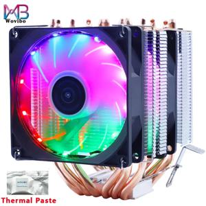 RGB CPU 쿨러 라디에이터, 무소음 PWM 4 핀 150W, 인텔 LGA 1150 1151 1155 1200 1700 2011 X79 X99 AM3 AM4 환풍기, 6 히트파이프