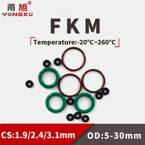 FKM O링 씰 개스킷 두께 CS1.9 2.4 3.1mm OD5-30mm FPM 오일 압력 및 내마모성 자동차 불소 고무 O링 70A