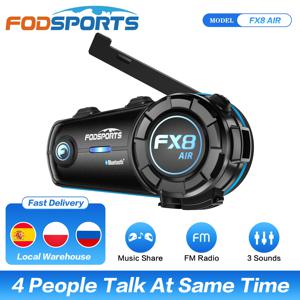 Fodsports FX8 AIR 오토바이 인터콤 헬멧 블루투스 헤드셋, 4 라이더 인터폰, FM 라디오, 3 가지 음향 효과, 음악 공유