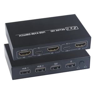 HDMI 호환 USB KVM 스위치, 지지대 HD 2 호스트 공유, 모니터 키보드 및 마우스 세트, 프린터 비디오 디스플레이, 4K * 2K KVM, 2 인 1