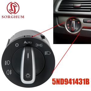 SORGHUM 자동차 헤드라이트 스위치 안개등 컨트롤, 폭스바겐 파사트 B6 B7 골프 제타 MK6 MK5 티구안 캐디 시트 5ND941431B 5ND 941 431