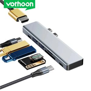 Vothoon USB C 어댑터 유형 C-HDMI 호환 MacBook Pro Air USB C 허브용 USB 3.0 SD TF 카드 리더기