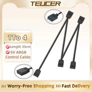 TEUCER ARGB 익스텐션 케이블 어댑터, RGB SYNC 마더보드 케이블 스플리터, 5V, 3 핀, 35cm, 1-1, 2, 3/4, 12V, 4 핀