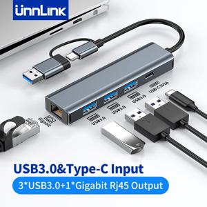 Unnlink USB 이더넷 어댑터, USB 3.0 C타입-RJ45 네트워크 카드, 닌텐도 스위치 PC 노트북 TV 박스 인터넷 USB 랜, 1000Mbps