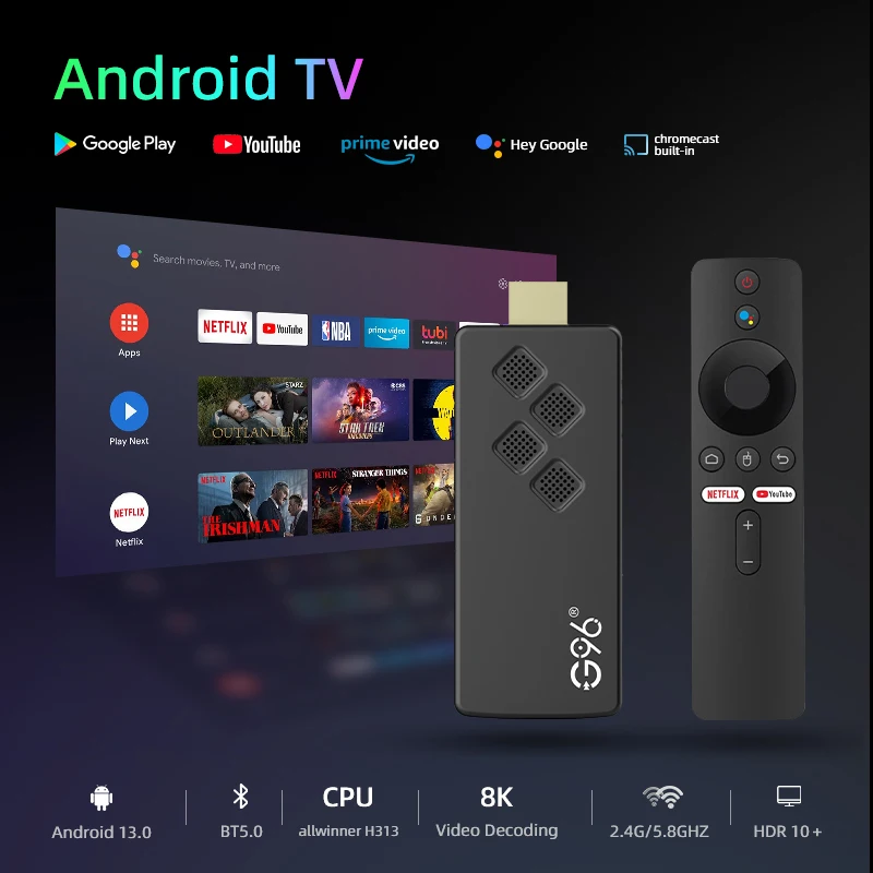 G96 H313 2GB RAM 8GB ROM 스틱 TV 4k 안드로이드 13.0 ATV UI BT 음성 원격 화재 TV 스틱 4k VS 아마존 파이어 스틱 Q2 TV 박스