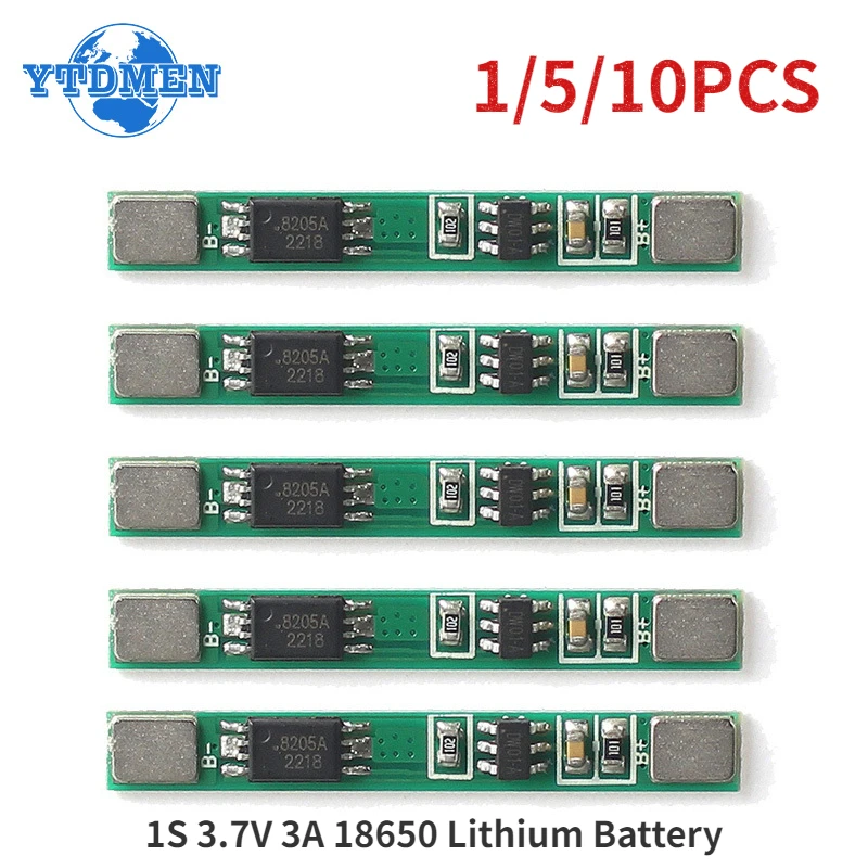 18650 리튬 배터리 과충전 과방전 과전류 단락 충전 보호 보드 모듈, BMS, 1S, 3.7V, 3A, 1-10 개