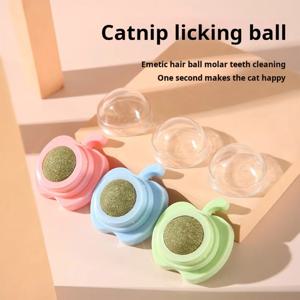 Catnip 고양이 벽 붙박이 공 장난감, 스크래처 치료, 건강한 자연 제거 공, 소화를 촉진, 고양이 잔디 간식 장난감