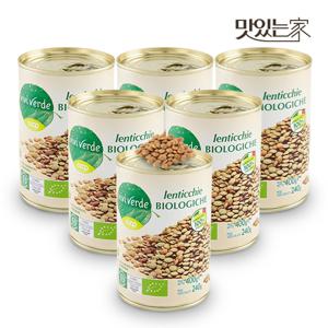 COOP 비비베르데 이탈리아 유기농 렌틸콩(렌즈콩) 400g 6캔 무첨가물 Non GMO