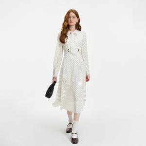 WD_Ribbon collar polka dot dress